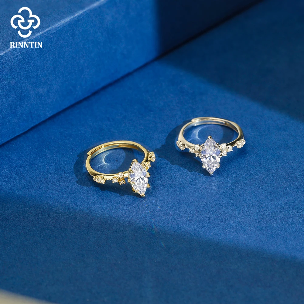 

Rinntin 925 Sterling Silver High-End Full Diamond 8A Design Cubic Zircon Ring Personalized CZ Women's Finger Ring Gift LZR46