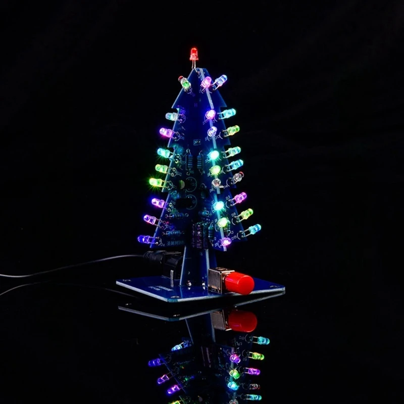 Diy kits de árvore de natal colorido rgb led árvore de natal ciência eletrônica montar kit para árvores de natal diy b