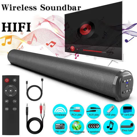 Sound Bar TV Sound System Głośnik Bluetooth Bezprzewodowy Subwoofer Bass Kino domowe Przenośny głośnik z możliwością ładowania
