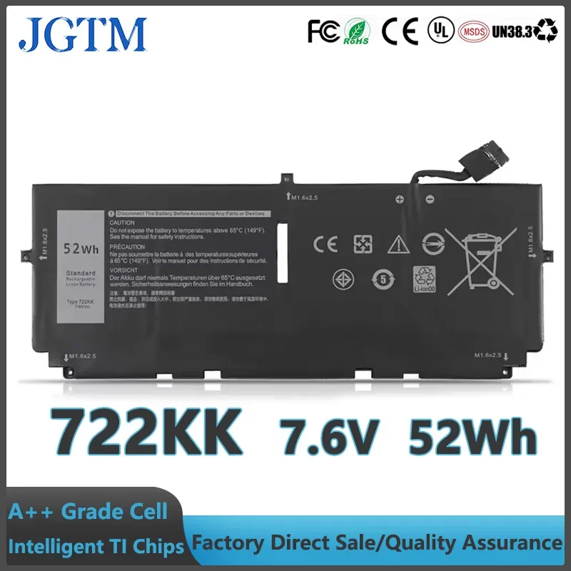 

Аккумулятор для ноутбука Dell XPS 13 9300 9310 9380 (2020) P117g P117g001 Series 0wn0n0 02xxfw 2xxfw, 722KK 7.6V 52Wh, заводская цена