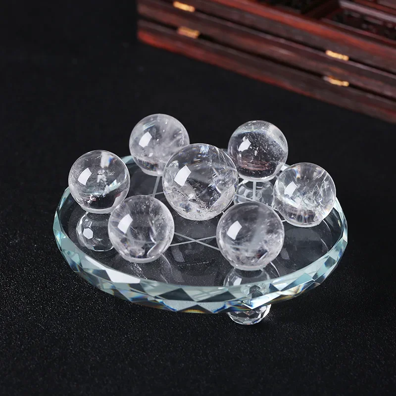 Natural Clear Quartz Crystal Ball Seven Star Array Reiki Healing Feng Shui Sphere Lucky Home