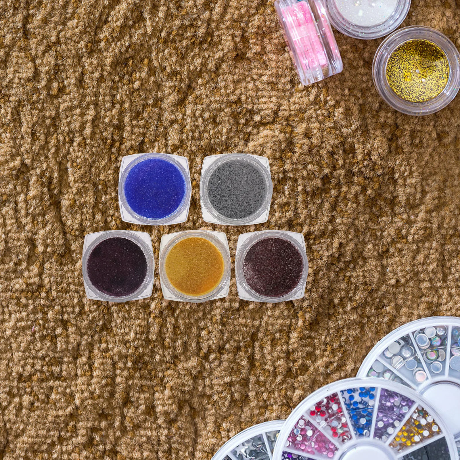 5 szt. Diamentowy Puder Odblaskowy Błyszczące Dekoracje Artystyczne na Imprezy Wesela Występy Sceniczne Brokatowe Cekiny do Paznokci Akrylowych