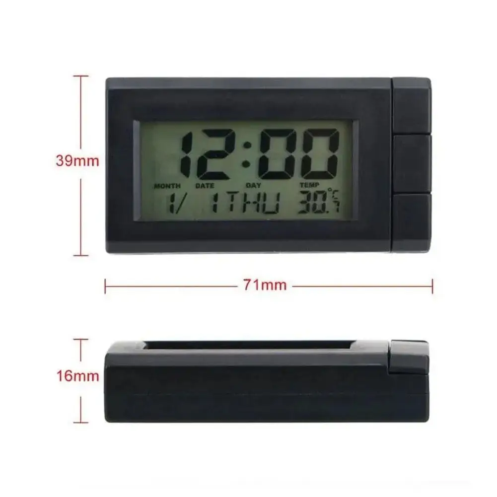 Car Digital Dashboard Clock and Thermometer Electronic Clock for Dash 3 Colors Luminous Backlight Car Interior Accessories