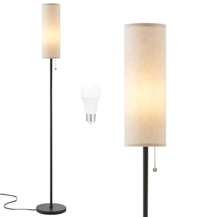 64'' Floor Lamp for Living Room with Bulb, 3 Color Temperature, Tall Lamps with Lampshade and Pull Chain Switch, Pole Lamps Sui
