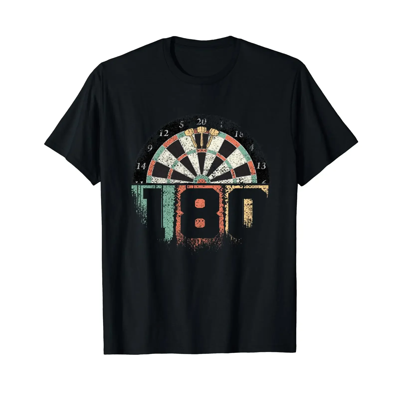 Dart 180 Dartboard Retro T Shirt black vintage Washed Soft Comfortable streetwear Breathable Versatile Slightly Unisex Casual