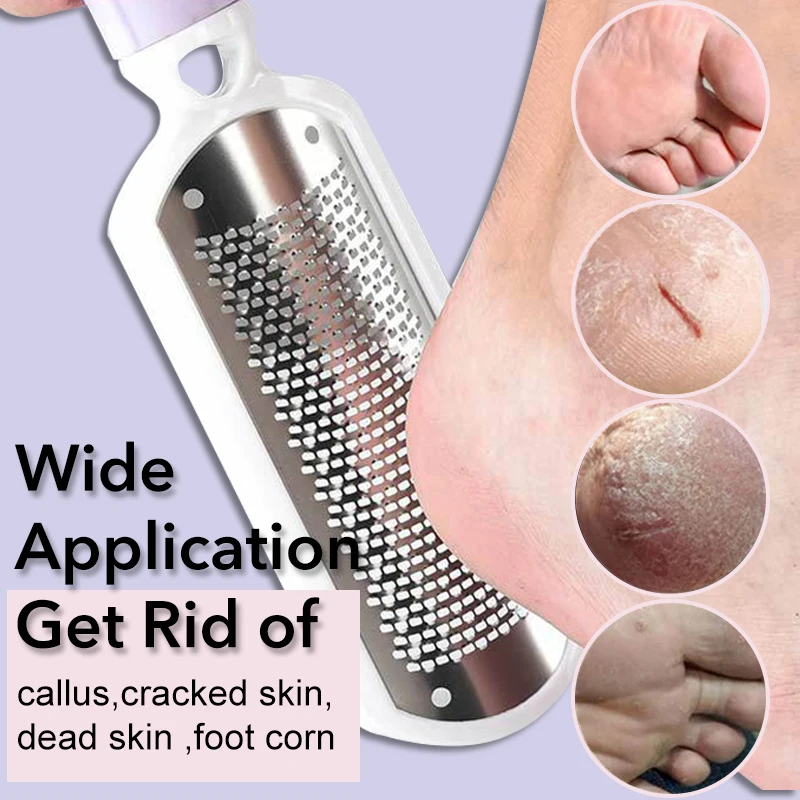 Pedicure Foot File Callus Remover Stainless Steel Foot Scraper Portable Rasp Colossal Foot Grater Scrubber Pro for Wet/Dry Feet