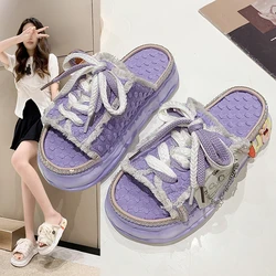 Summer Women Graffiti Slippers Sandals Platform Shoes Flip Flops Street Clogs Flat New Sweet Casual Shoes for Female Slippers