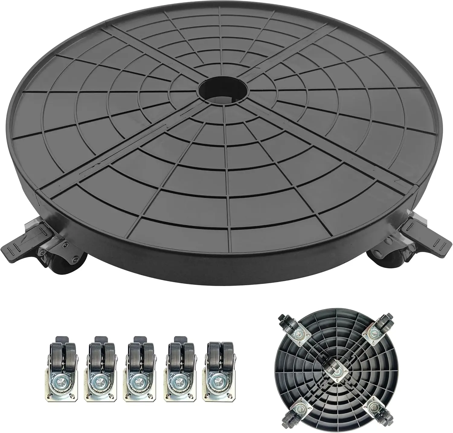 

Комплект из 2-х прочных подставок для растений с блокируемыми колесами, грузоподъемность 500 фунтов, черная передвижная подставка для больших горшков