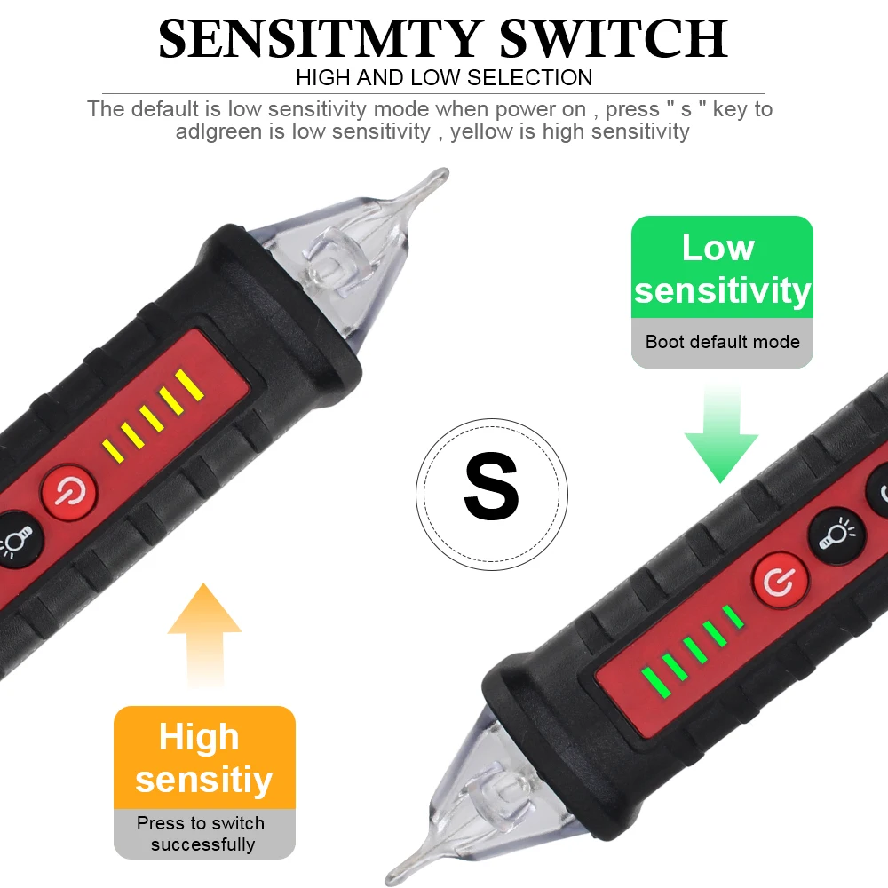 Smart Non-Contact Meter Tester Pen 12-1000V VC1010 Digital Current Sensor Tester AC/DC Voltage Detectors Sensitivity Adjustable