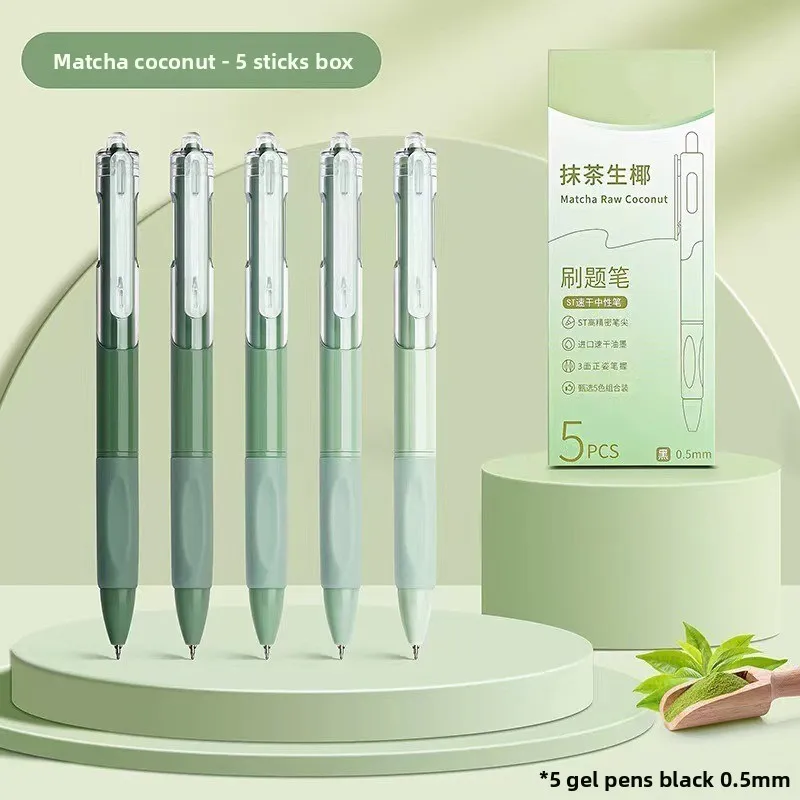 5Pcs Rainbow Minimalist Press Type Quick Drying Carbon Gel Pens Set For Students,Nurse,Bible Journal Supplies Office Accessories