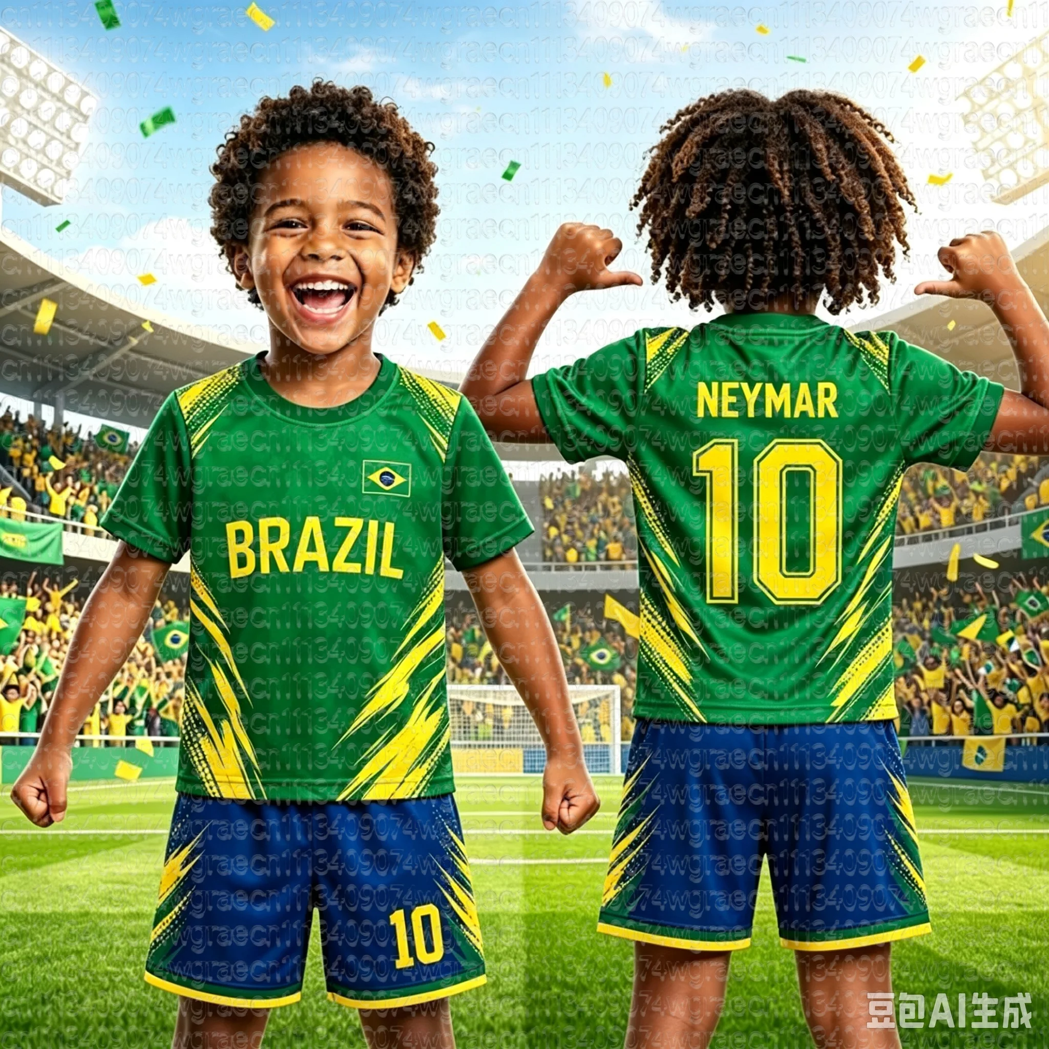 Neymar Nr. 10 Brasilien Fan-Fußballtrikot-Set mit Shorts, 2-teilig, schnelltrocknend, atmungsaktiv, Fußballuniform für Kinder, passendes Geburtstagsgeschenk – Detail 5