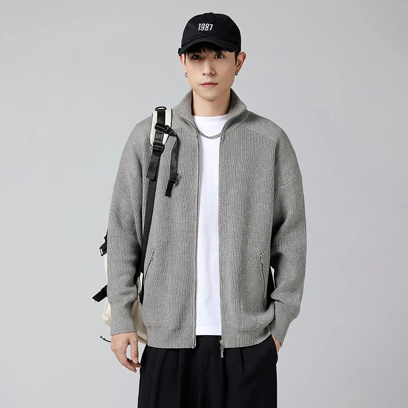 

Мужской вязаный кардиган American Sle Lazy: весенне-осенний повседневный топ с длинным рукавом, однотонный, для комфортного ношения