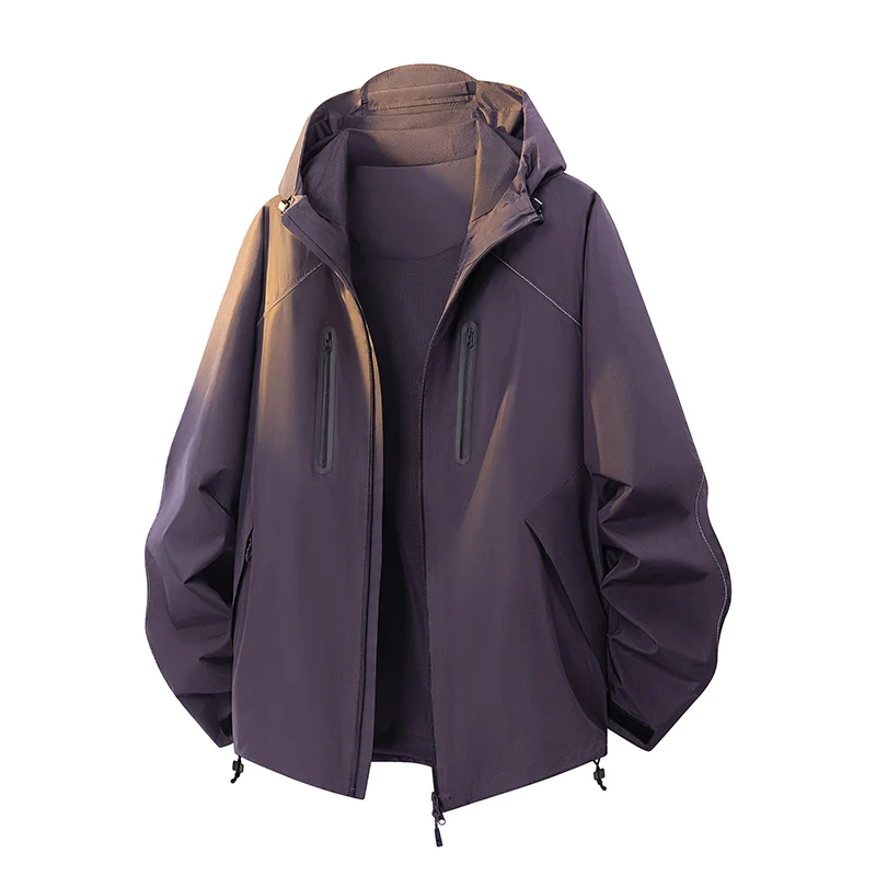 High Quality Outdoor Men Hiking Jackets Windproof Hooded Male Clothes Casual Solid Color Comfortable Outerwear Fashion All-match