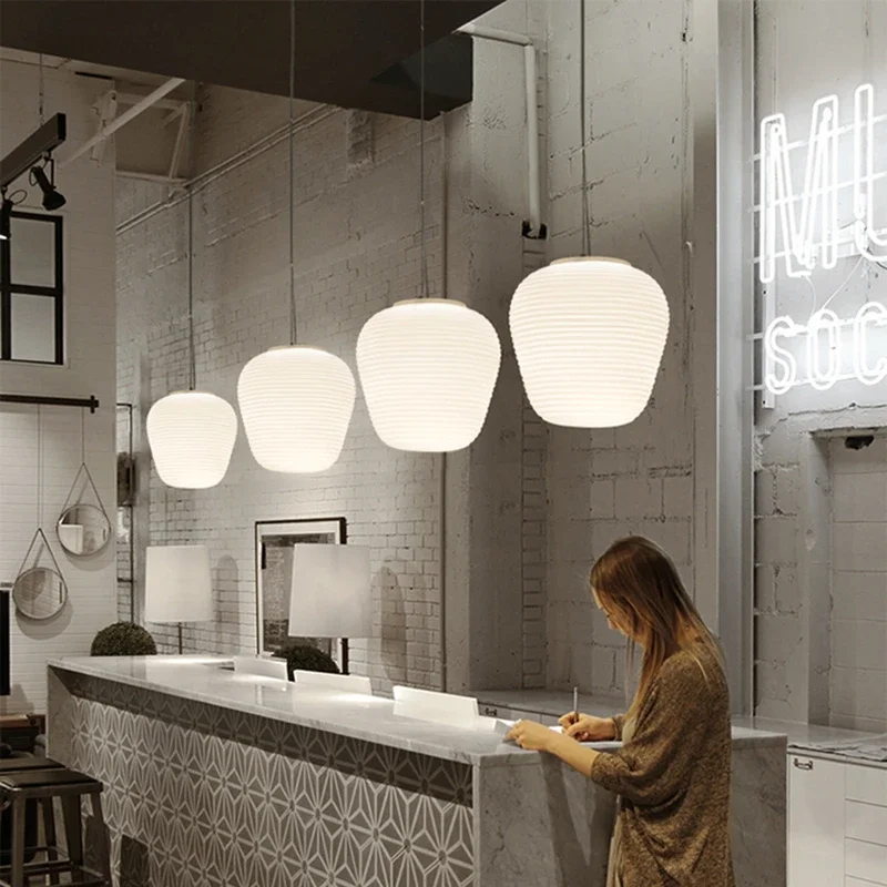 Wabi-sabi-Pingente de vidro branco, luminária suspensa para cozinha, mesa de jantar, sala de estudo, decoração nórdica, 2024