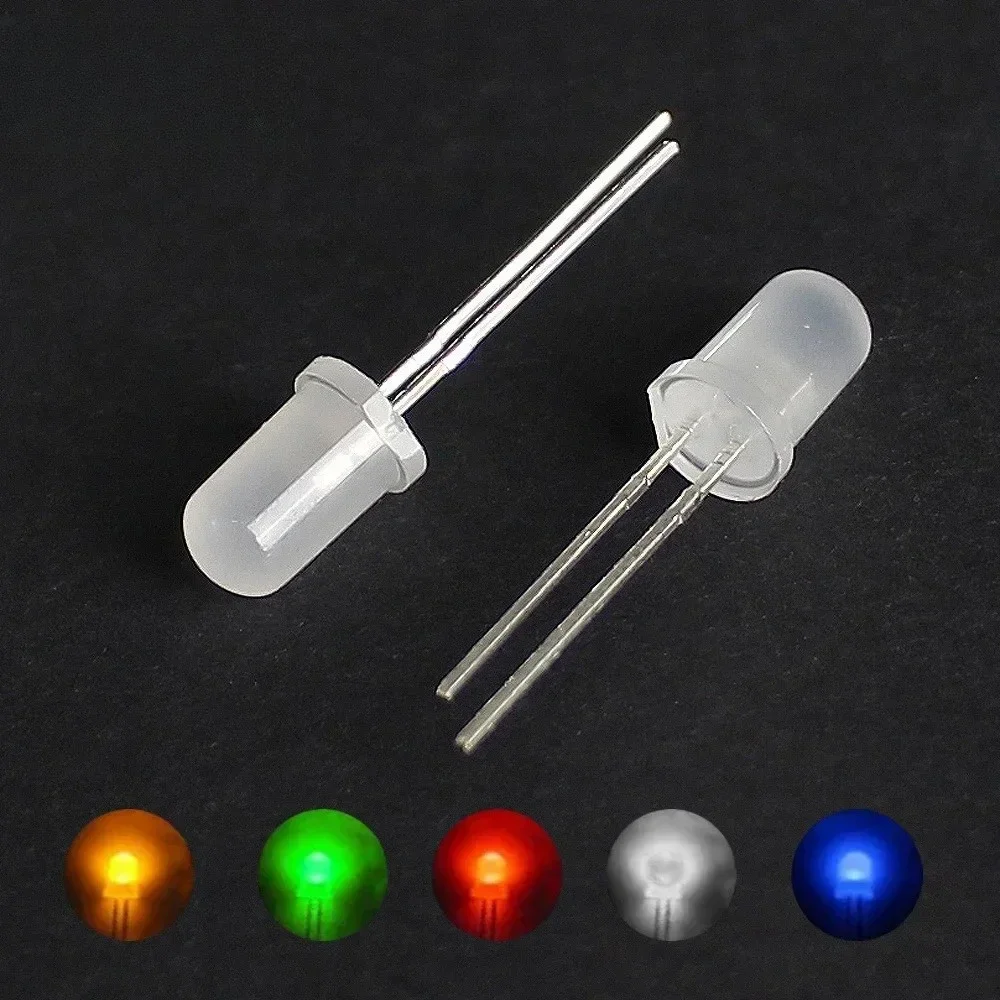 50/100PCS 3mm 5mm 8mm 10mm LED Dioden Sortiertes Kit Rot Gelb Blau Grün Weiß Diffuses Nebelscheinwerfer LED-Set für DIY-Elektronik