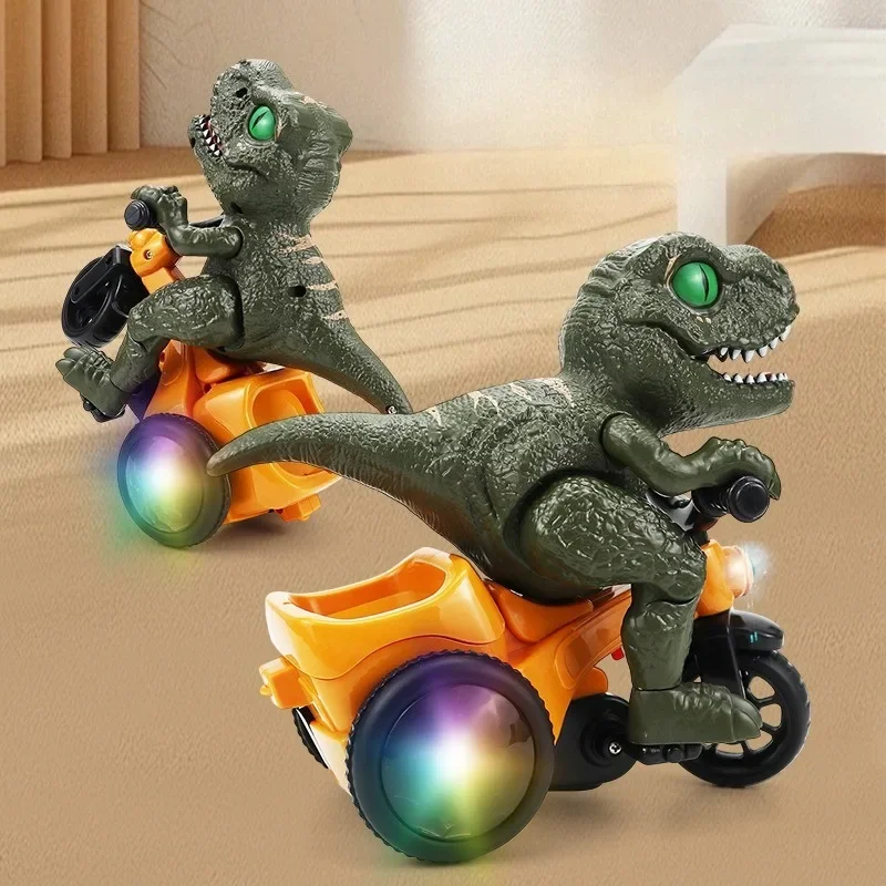 Electric Dinosaur Toy Car Stunt Spinning Tricycle with Lights and Music for Child Boys