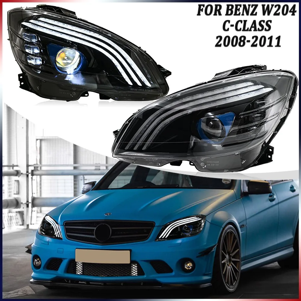 

2Pcs Full LED Headlights Assembly For Benz W204 C-Class 2008-2011 Front Head Lamps Sequential DRL Headlamp Accessories
