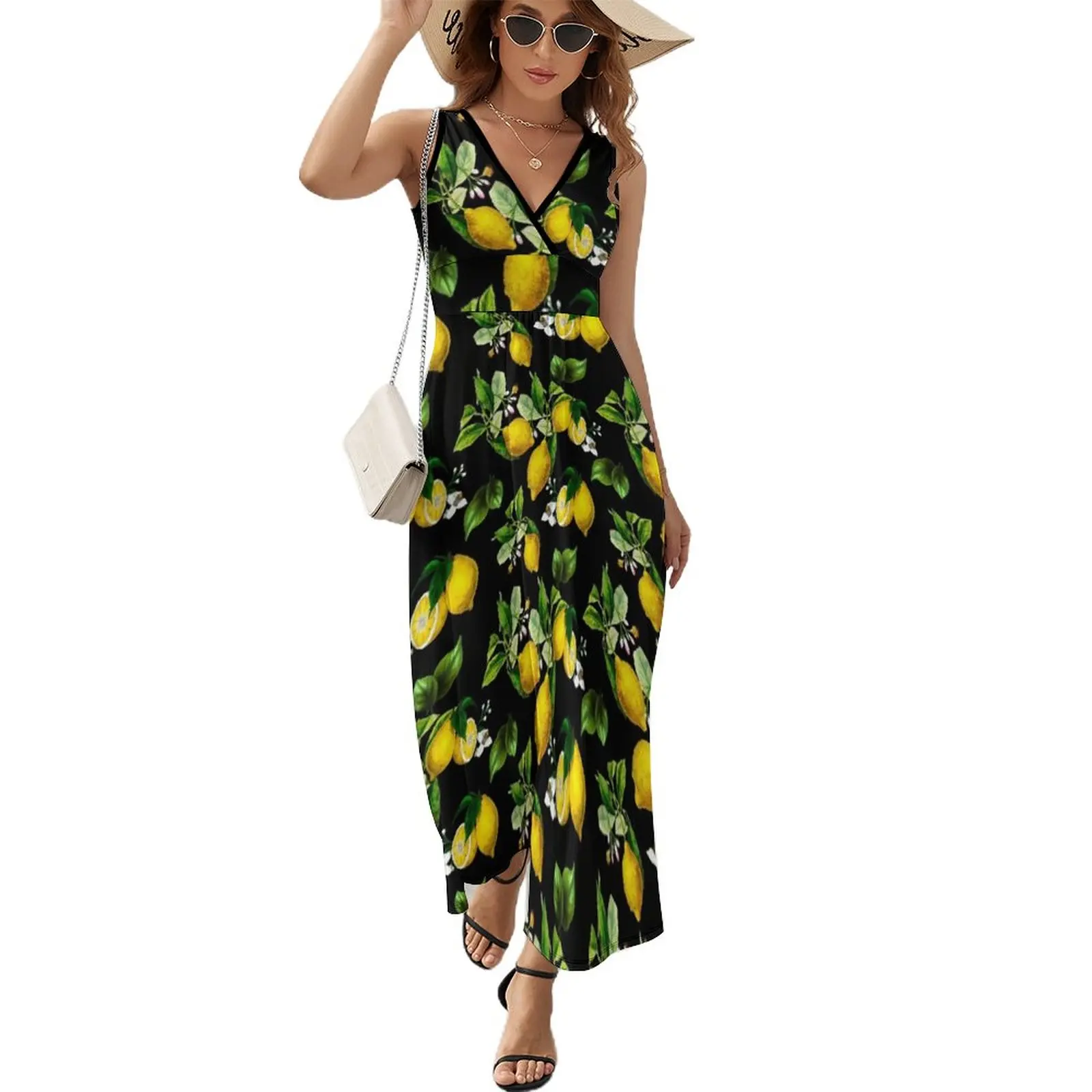 

Citrus,lemons,vintage art Sleeveless Dress womens clothing Dress vintage dresses summer