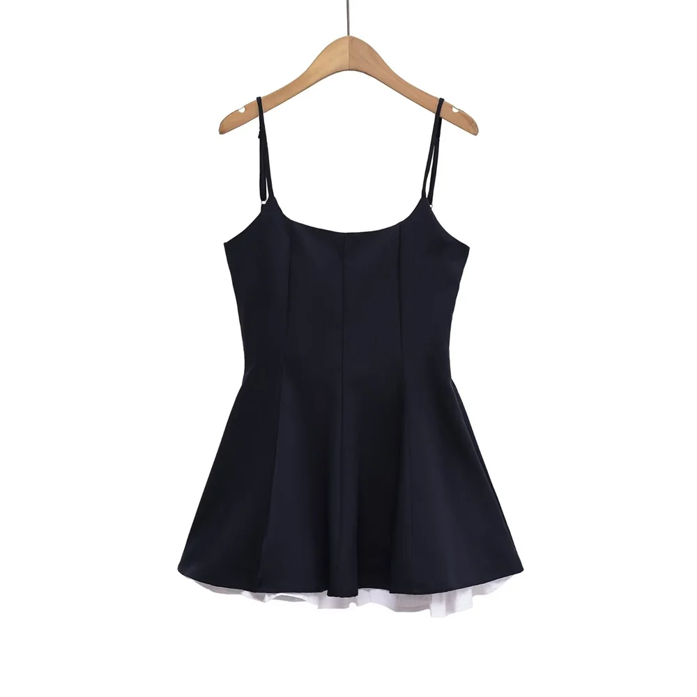 Abito estivo a canotta larga snellente a trapezio con vita di nicchia singola europea e americana