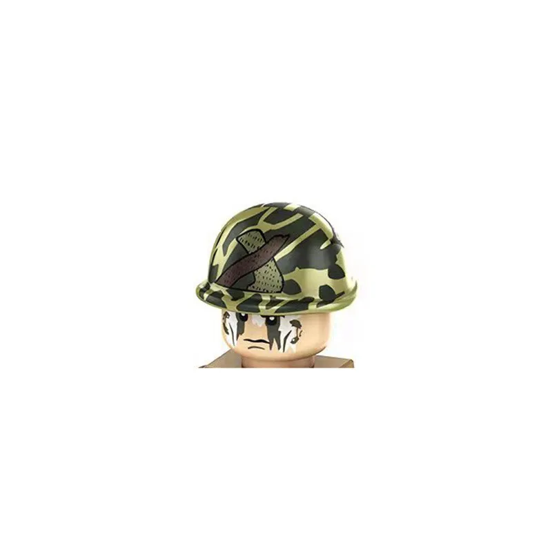 WW2 German US Soviet Soldier Figure Helmet  Military Building Block  Printed Camouflage Hat Accessories Brick Gift Toy Kids J055