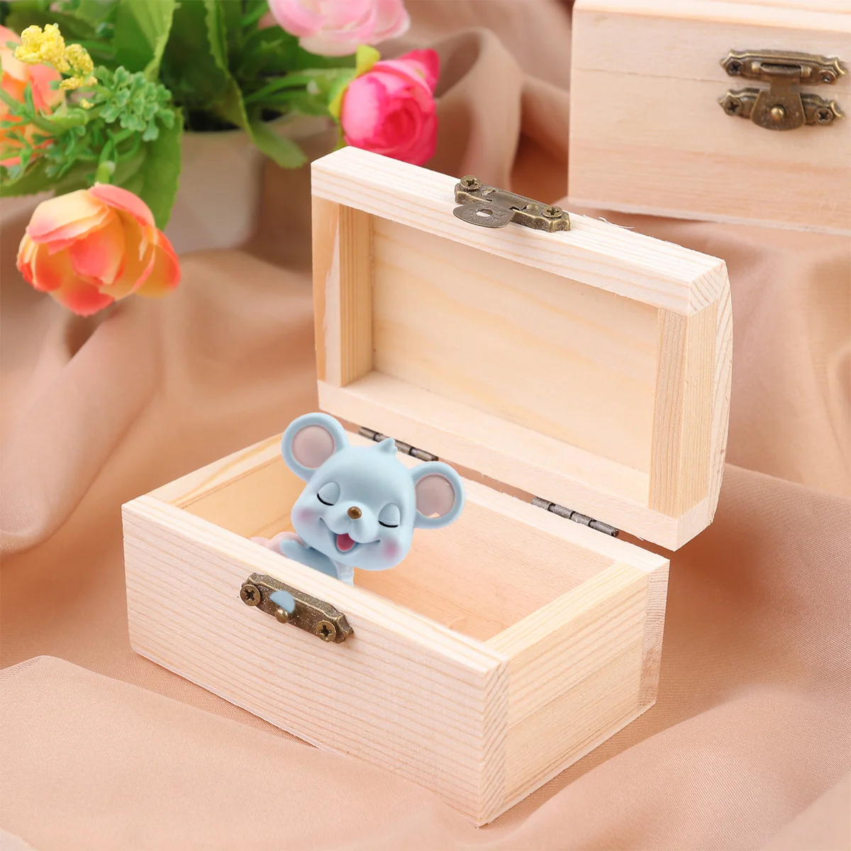 

6pcs Wooden Storage Natural Rectangular Jewelry Box For Women Diy Gift Organizer Bracelet Earrings Necklace Brooch Hair