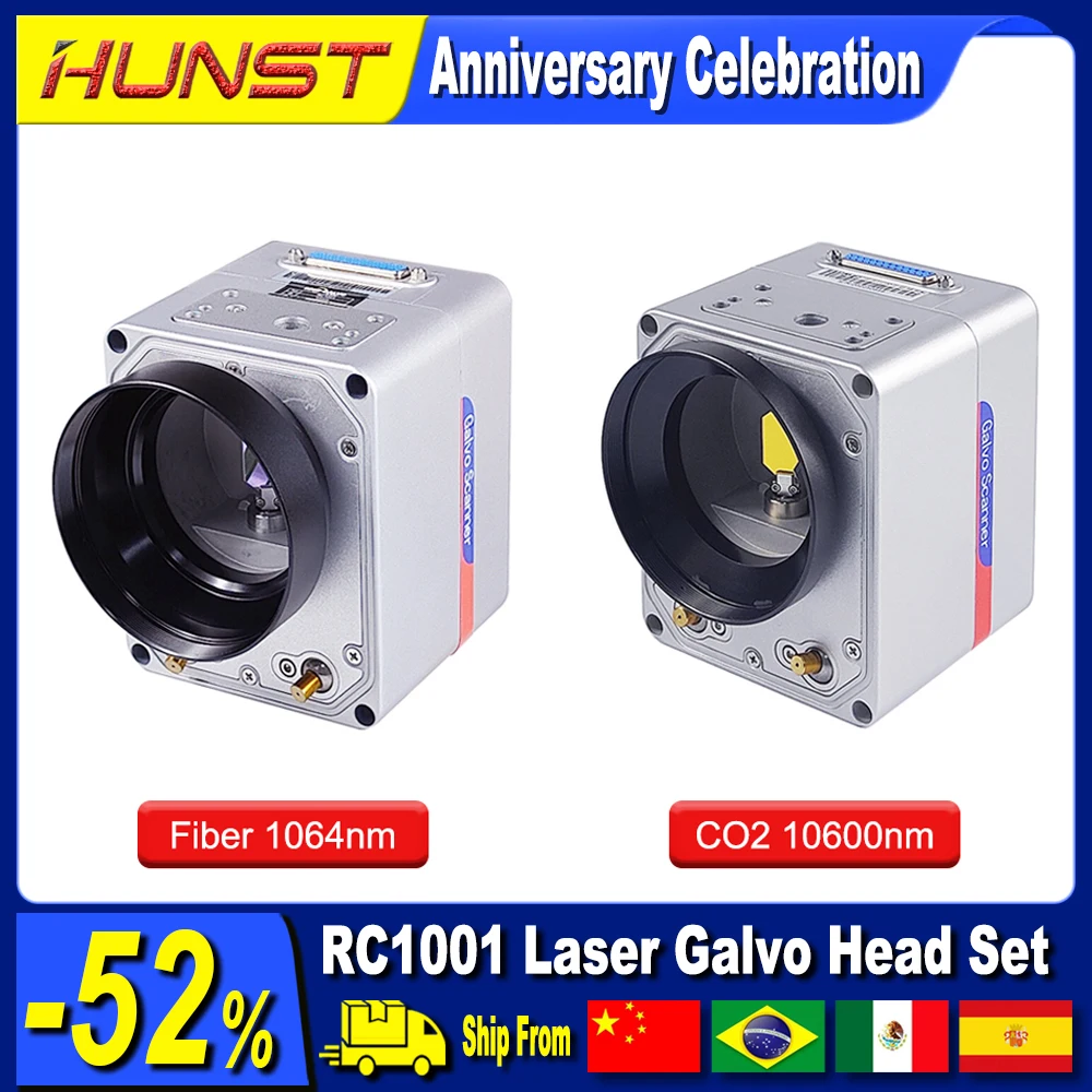 Hunst SINO-GALVO RC1001 CO2 & Fiber Laser Scan Galvo Head Set 10.6Um 1064nm Apeature 10mm Galvanometer Scanner with Power Supply