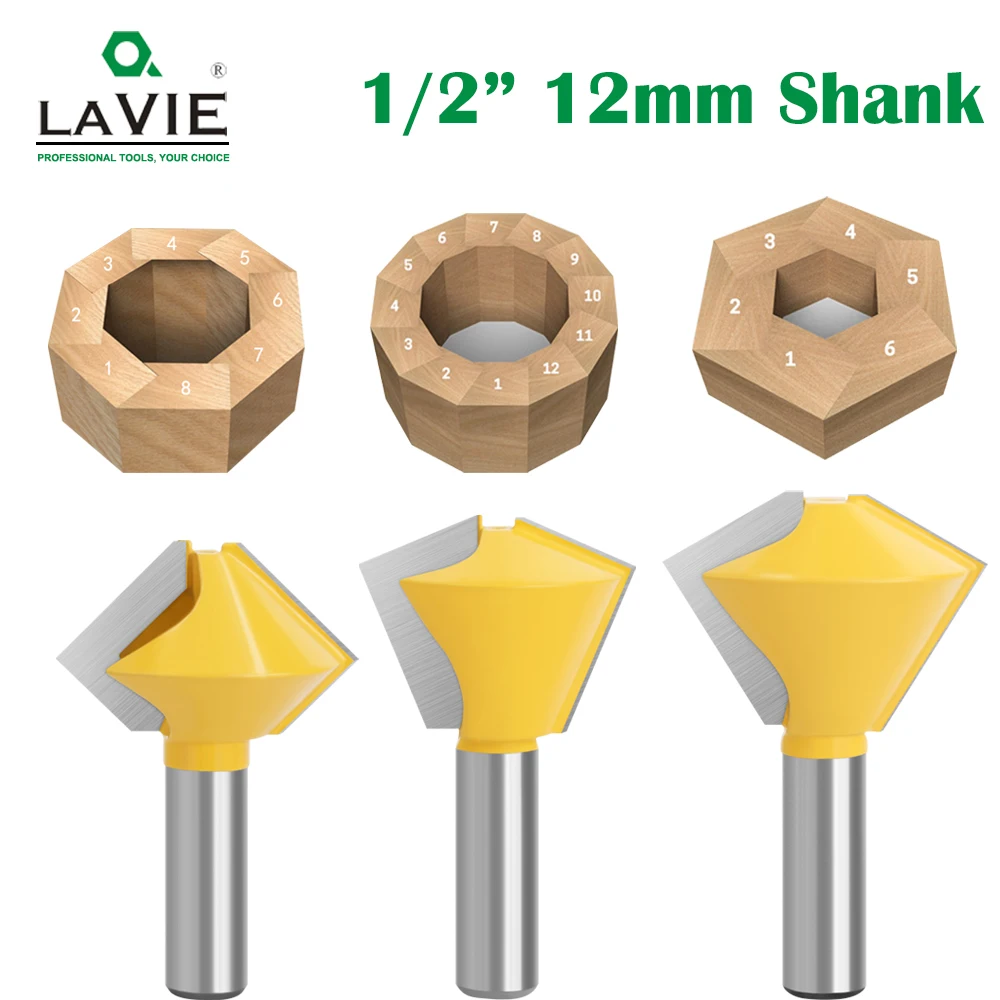 

LAVIE 1PC 12mm 1/2 12.7mm Multi Sided Glue Joint Router Bit 8 Sided 12 Sided 6 Sided Tenon Milling Cutter Woodworking MC03036