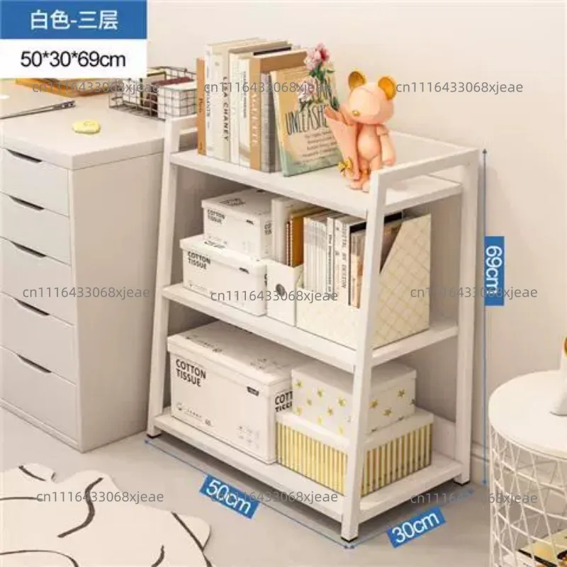 mat Iron Art Bookelf Display Stand Bedroom Home Use Floor-Mounted Storage Organizer Wall-Near Bookelf Steel Frame
