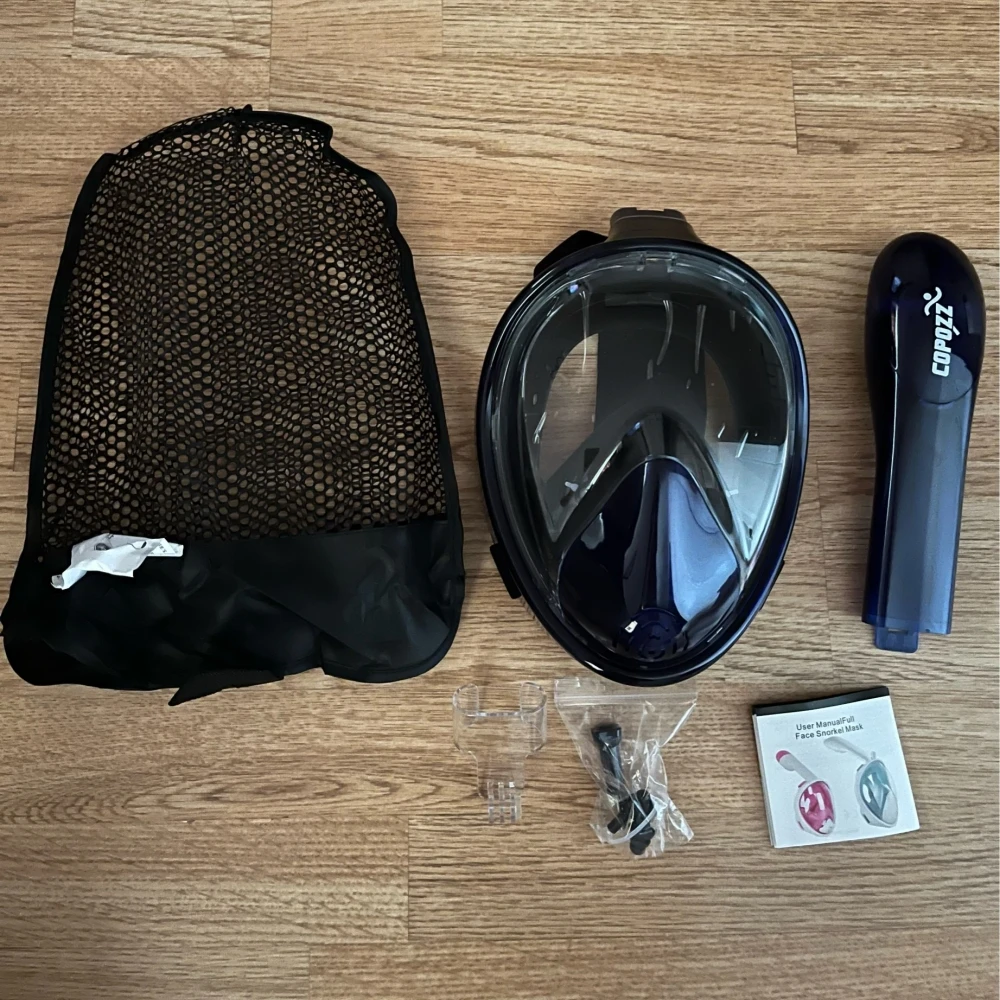 COPOZZ Scuba Caccia subacquea Maschera subacquea Anti Fog Snorkel Maschera Respirazione per fotocamera Gopro Uomo Donna Maschera a pieno facciale