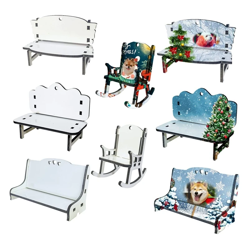 

8 Pcs MDF Sublimation Ornaments Double-Sided Sublimation Beach Blanks Chair Ornament