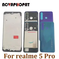 LCD Faceplate Frame Middle Bezel For Oppo Realme 5 Pro Battery Cover Back Rear Door Housing Camera Glass Lens Side Key Button