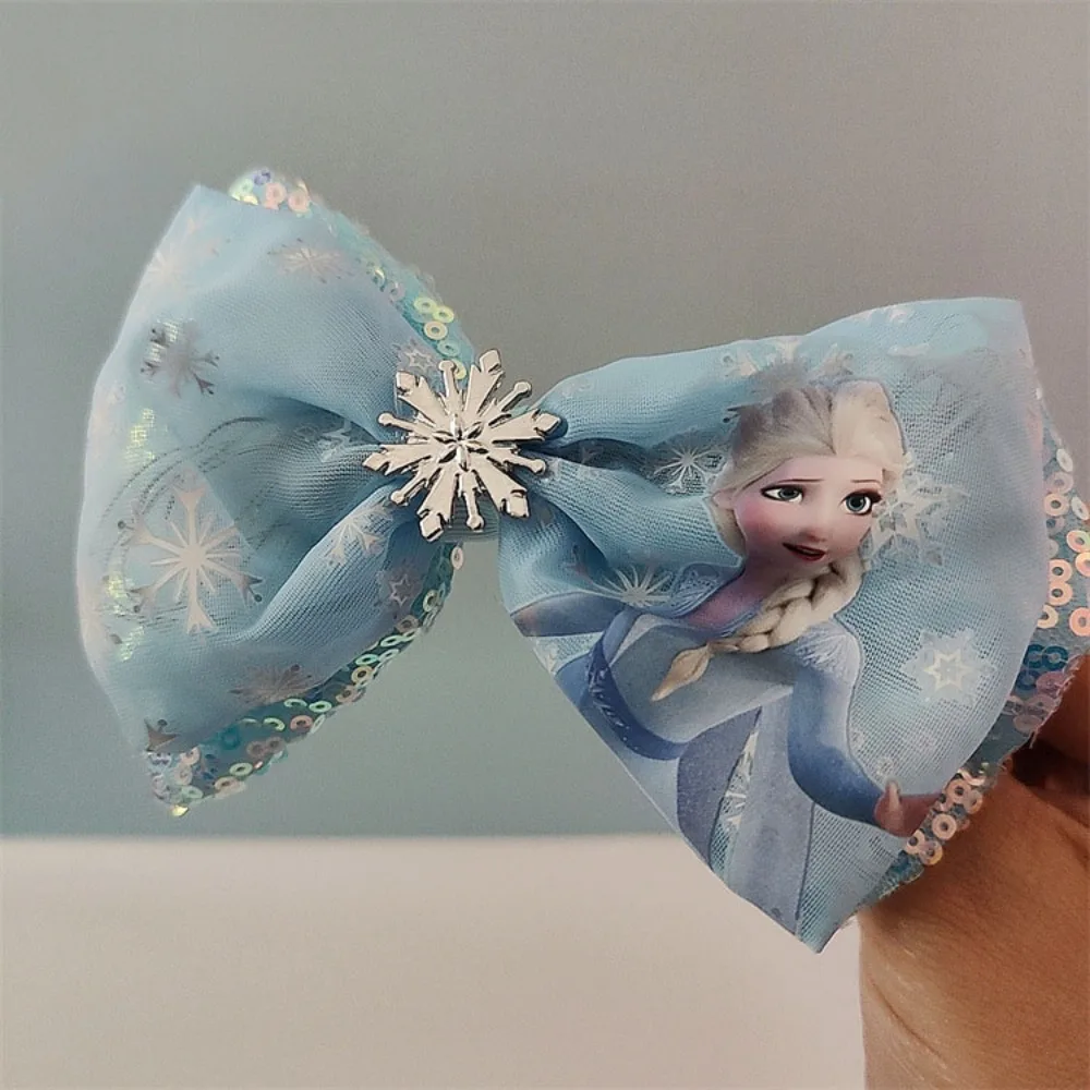 Disney Frozen Flash Hairclip for Girls Anime Hair  Accessories Elsa Bow Luminous Hairpin Children Birthday Christmas Gift