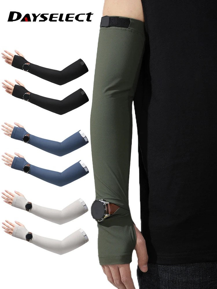 AliExpress dayselect 1Pair UPF50+ Cooling Arm Sleeves Breathable UV Protection Fingerless Outdoor Cycling Driving Sun Shield Moisture-absorbing Men