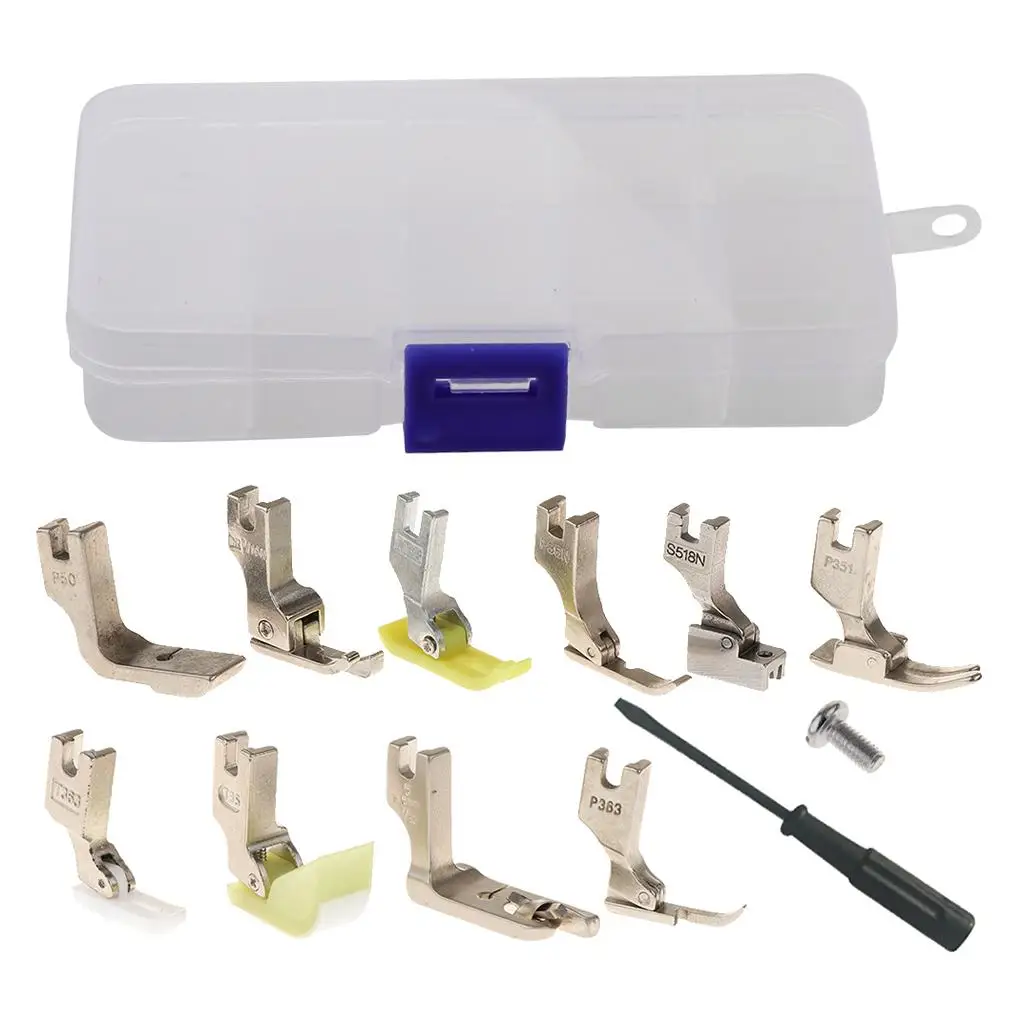 13Pcs/set Industrial Sewing Machine Presser Foot Set Cording Zipper Foot Concealed Invisible Zipper Foot Hemmer Foot