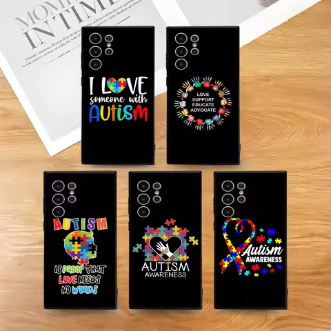 Autism Support Puzzle Phone Case For Samsung Galaxy S25 S24 S22 S23 Ultra S21 S20 Plus 5G Frosted Non-Slip Full Cover Case