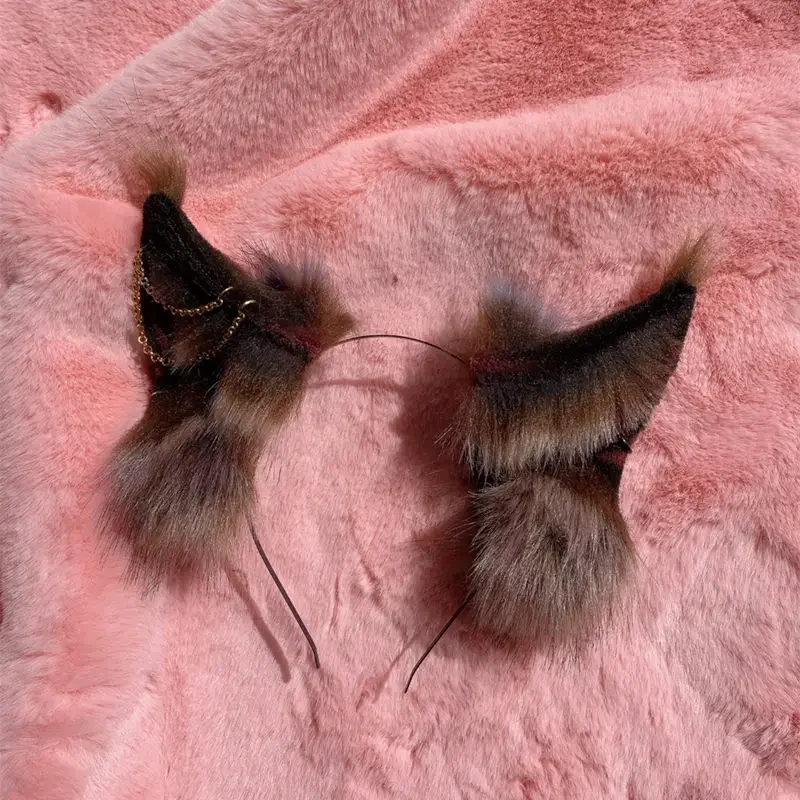 The Wolf Ears Lolita Animal Ears Hair Hoop Lovely Cos Lolita Headwear Hairhoop Kc Cosplay Gothic Ears