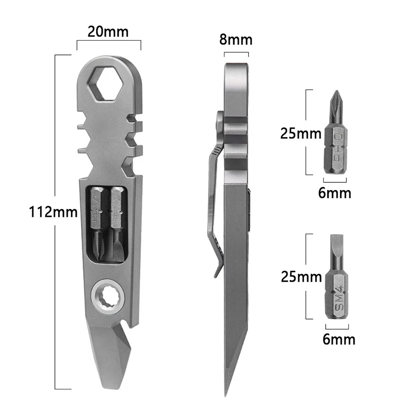 Titanium Alloy Multifunctional Crowbar Portable Screwdriver Repair Tool Bottle Opener Suitable for Outdoor/EDC Use