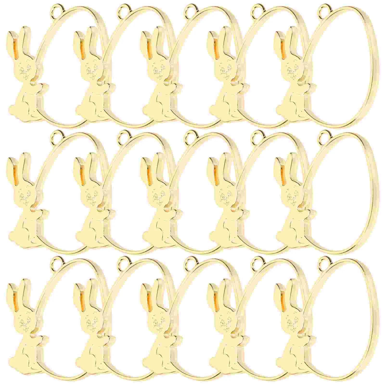 25 Pcs Rabbit Border Pendant Charm Open Bezel Pendants Charms for Jewelry Making Manual Mini Bracelet Metal DIY