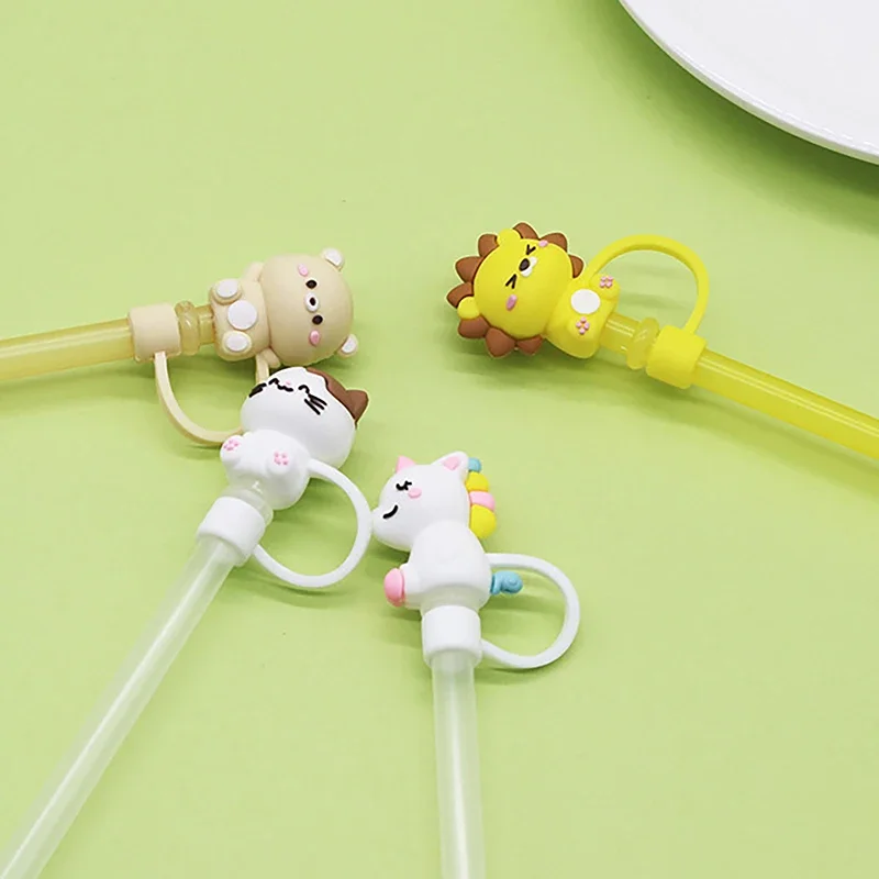 1PC Silicone Sealing Straw Plug Reusable Drinking Dust Cap Cartoon Plugs Tips Cover Suit Kitchen Cup DIY Accessories Wholesale