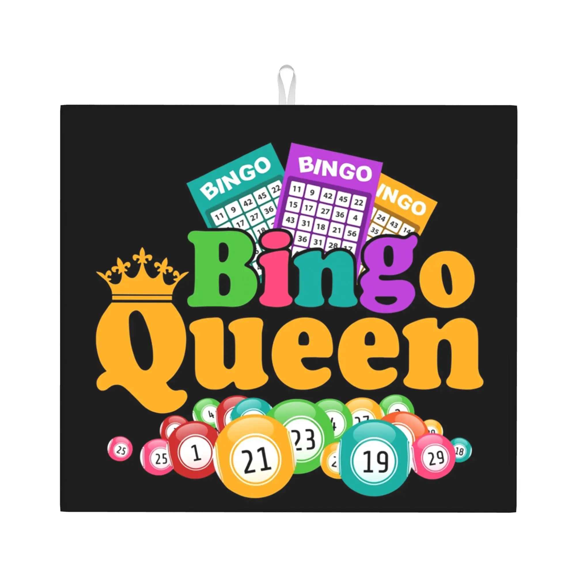 Bingo Queen Game Lover Non‑Slip Waterproof Absorbent Barware Tableware Oil Proof Reusable  Bathroom Drying Mat For Kitchen
