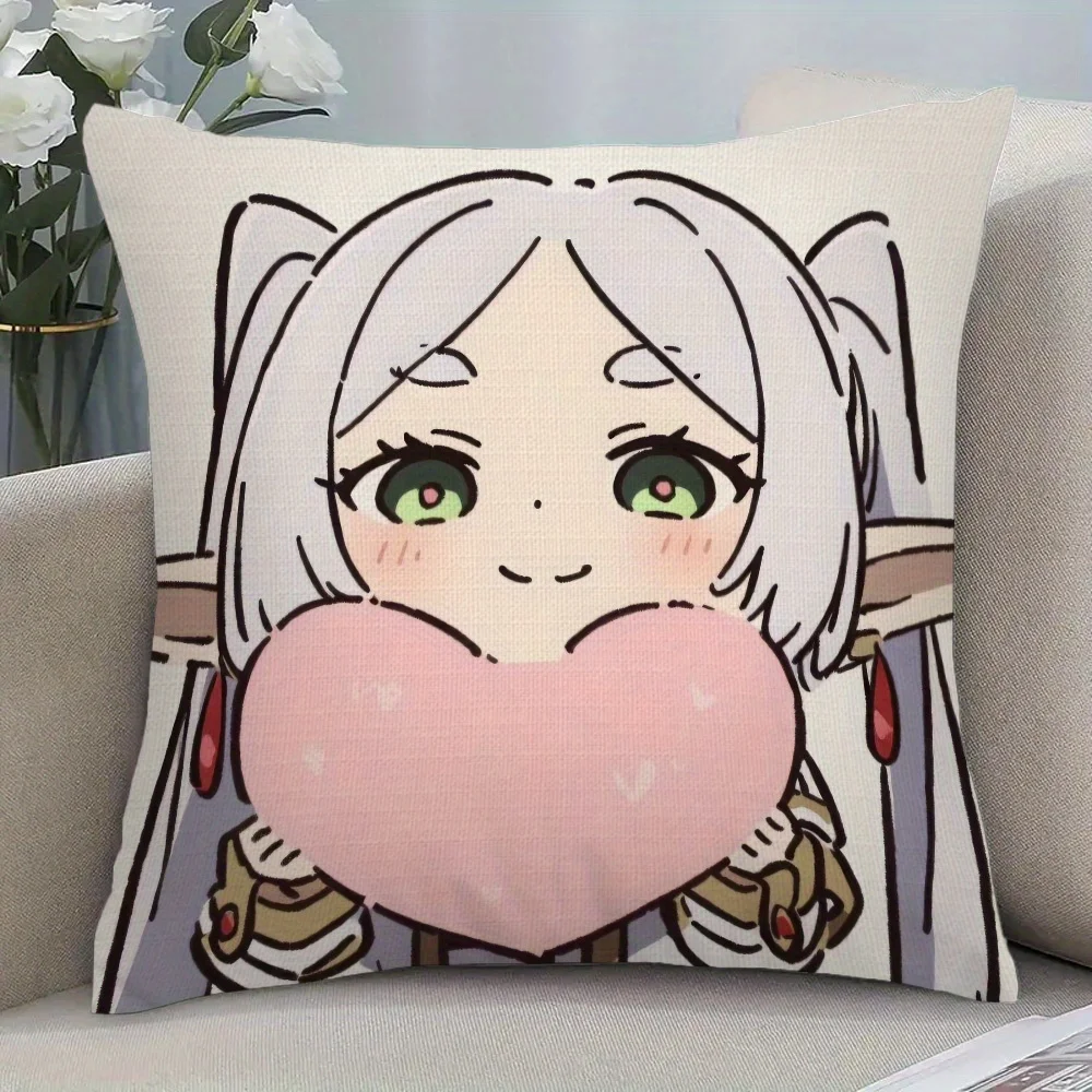 1 Stück Frieren Anime Kissenbezug, 2D doppelseitiger Druck, weicher Polyester-Kissenbezug für Zuhause, Sofa, Schlafzimmer, Auto, Dekoration