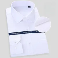 Vestido de algodón de alta calidad para hombre, camisa de manga larga, camisa de negocios a rayas de ajuste Regular de talla grande, color blanco y azul, 2025