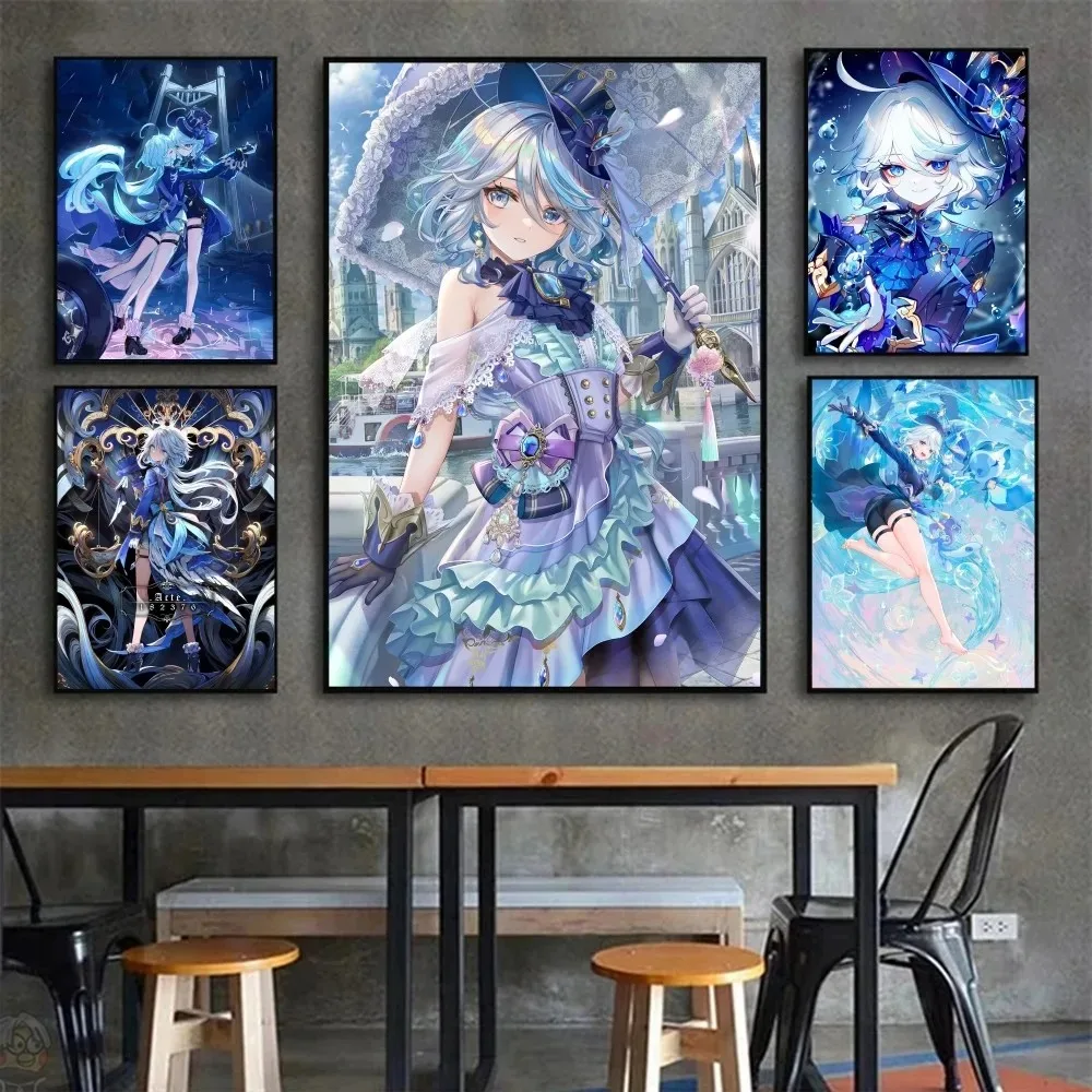 Gioco Genshin Impact account Furina De lee Poster Canvas Art murales Decor Game Room Decor Gifts Kawaii HD Painting