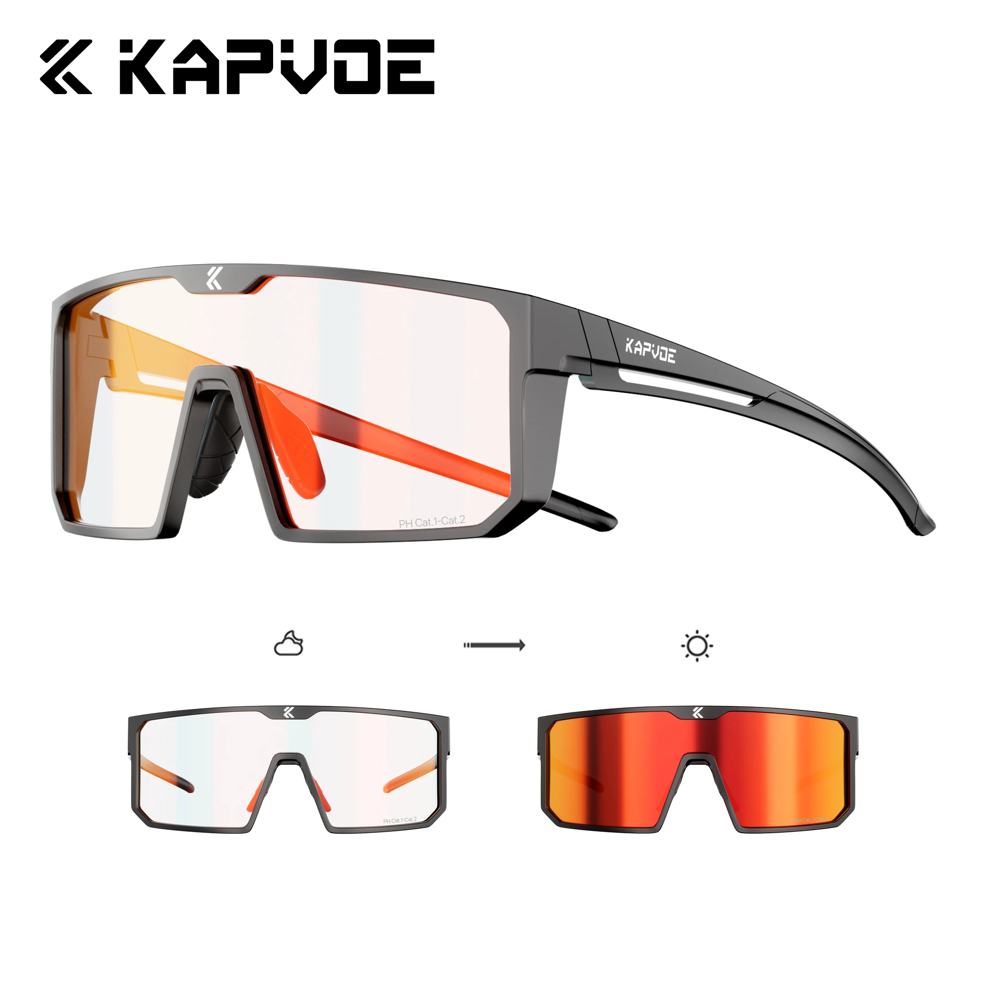 

KAPVOE Hiking Glasses Smart Photochromic Outdoor Sports Glasses UV400 Professional Running Eyewear Lightweight Day and Night Use