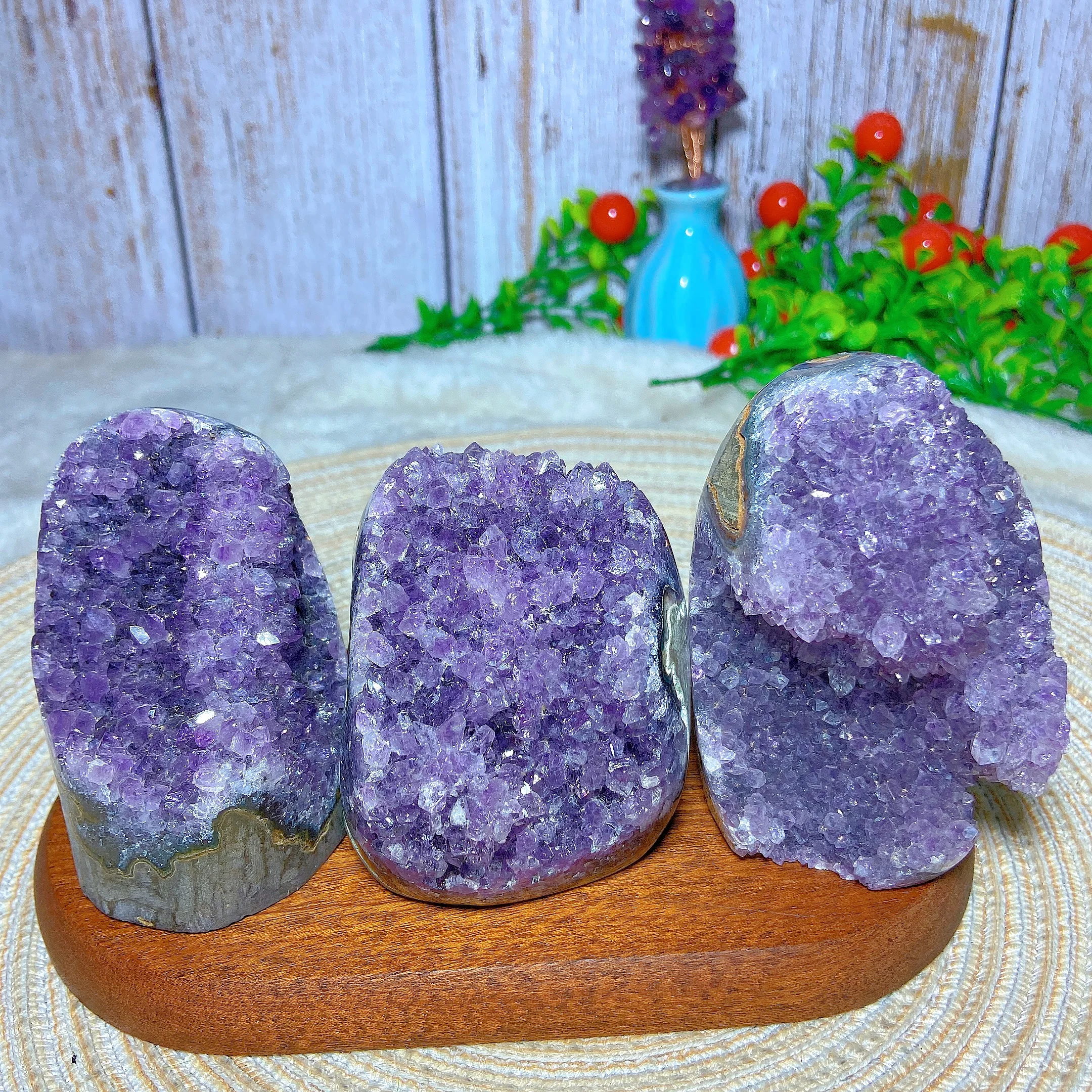 Natural Crystals Healing High Quality Amethyst Freeform Cluster Geode Precious Ore Mineral Energy Home Decorations Holiday Gift