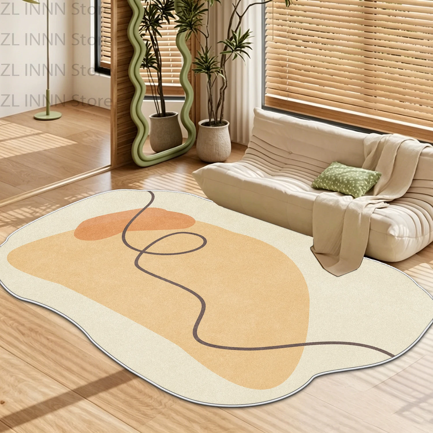 

Ins Irregular Shape Living Room Carpet Nordic Simple Abstract Style Bedroom Bedside Rug Soft Fluffy Washable Decoration Home Mat