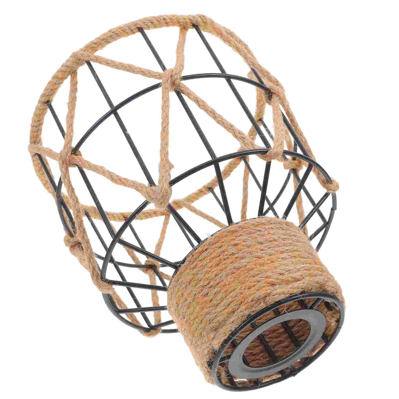 

Retro Jute Rope Metal Cage Lampshade Vintage Guard Decor Industrial Kitchen Shades E27 Warm Lighting Pendant Bar Pub Restaurant