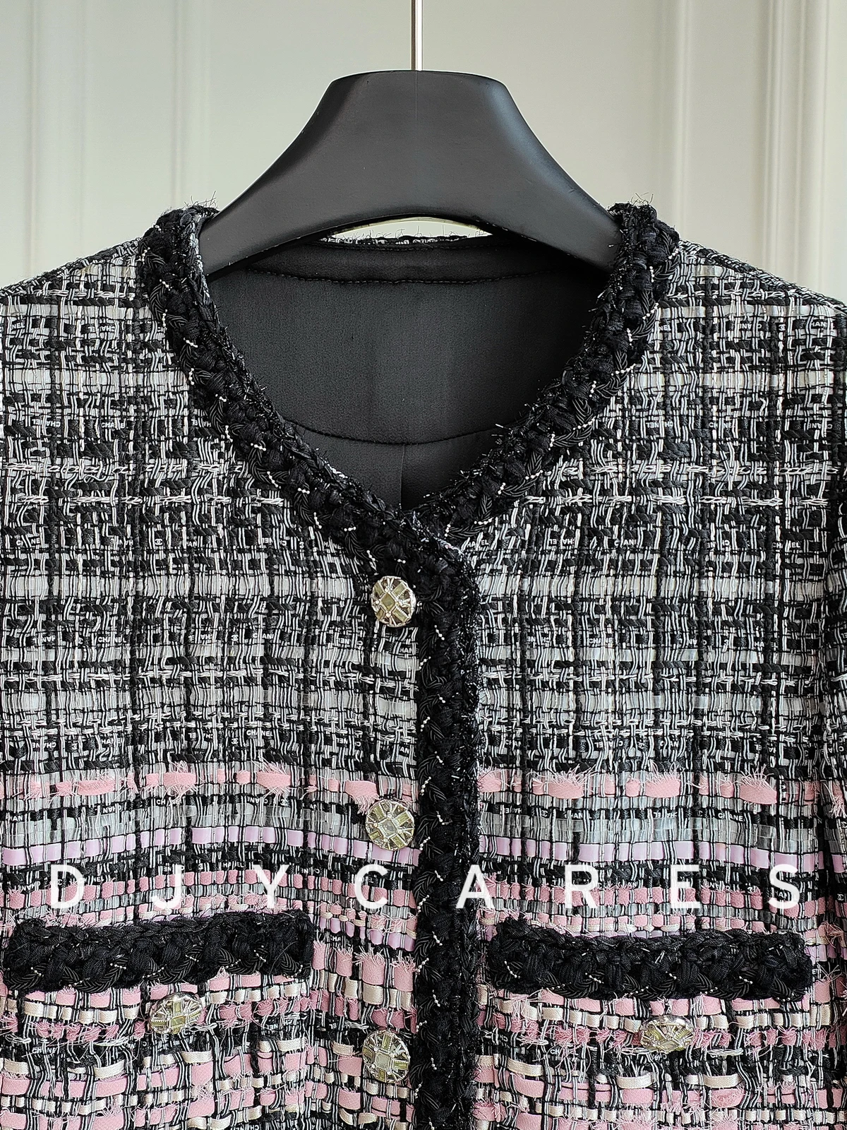 New Coarse tweed high-end round neck luxury jacket gradient top big  size