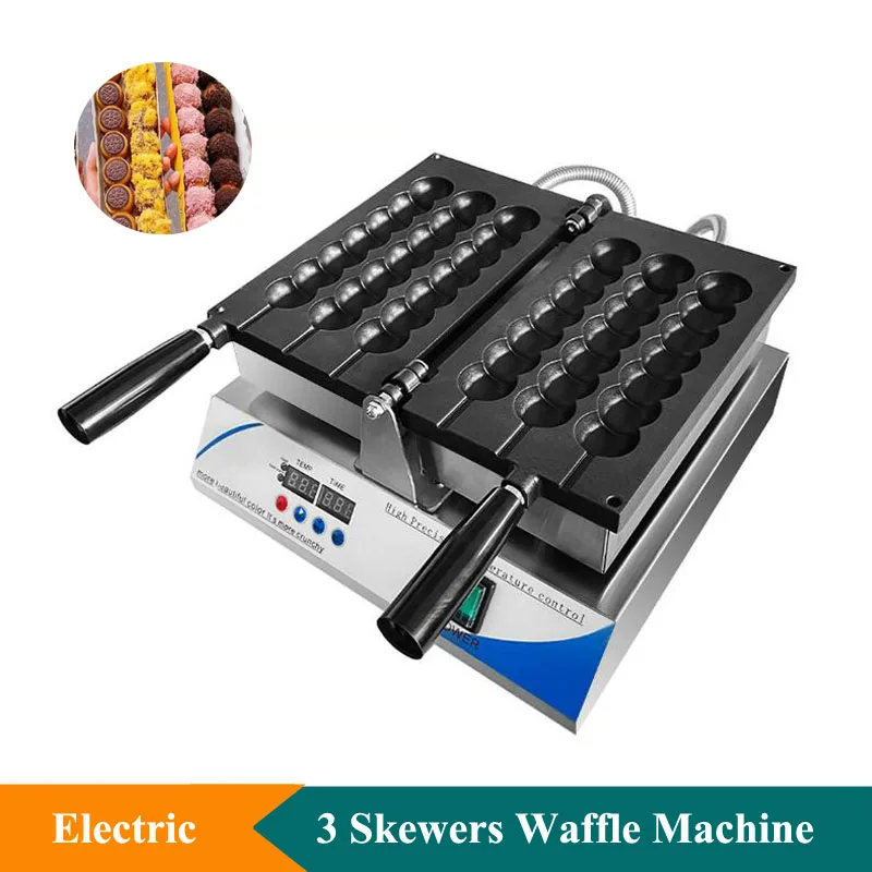 3 Sticks Commercial Skewer Waffle Maker 110V 220V 7 Balls Waffle Machine Non-stick Takoyaki Ball Shaped Waffle Maker Machine