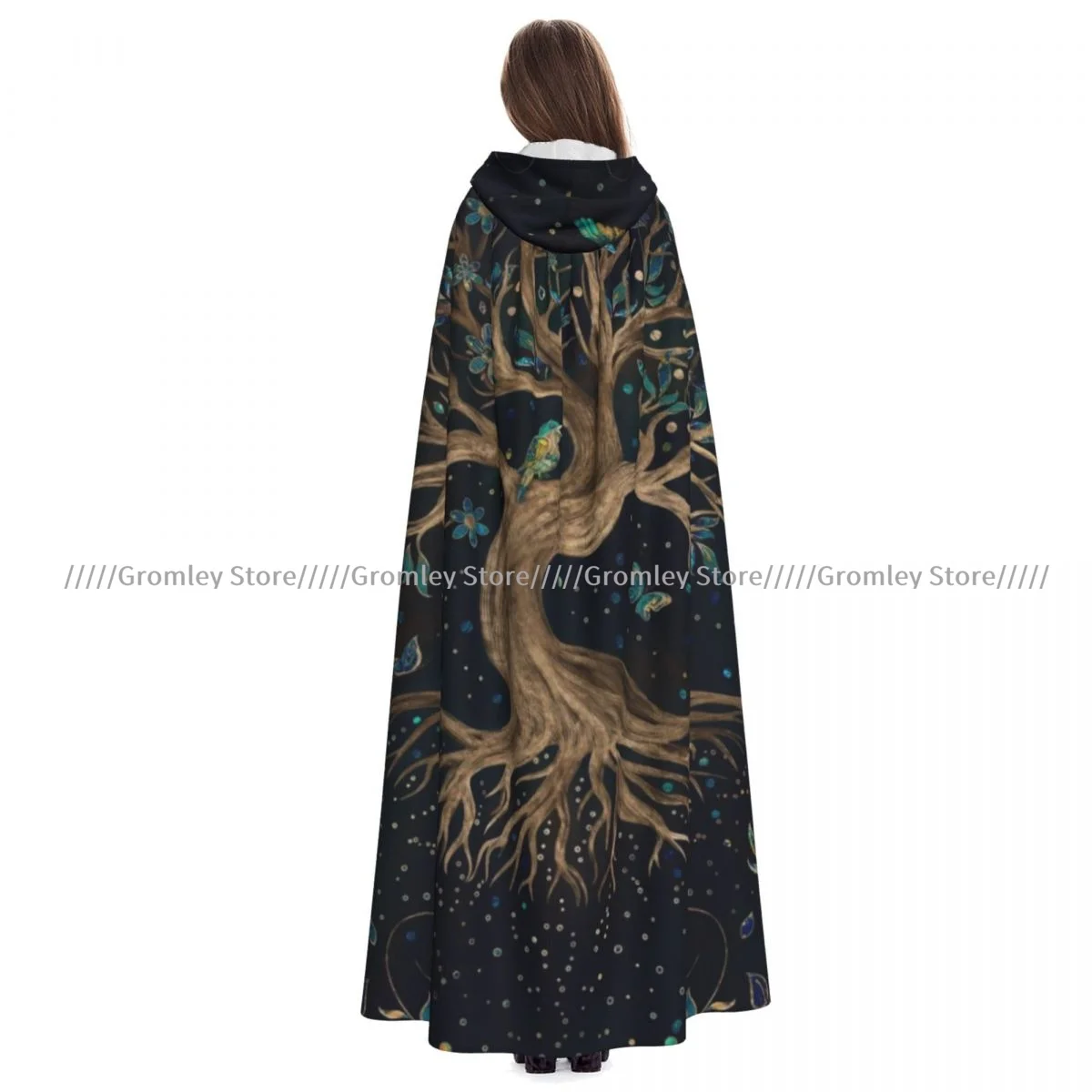 Yggdrasil Art Tree Of Life Witch Cloak Hooded Cosplay Costume Halloween Adult Long Party Cape